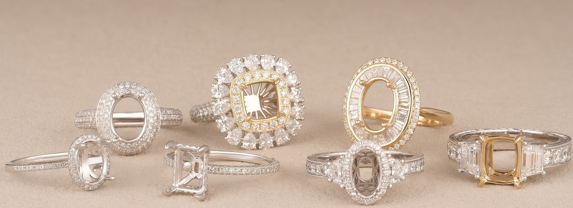 China Diamond Flower Engagement Ring Semi Mount Manufacturer