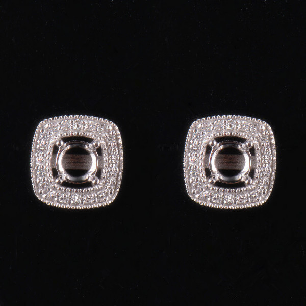 Fancy Milgrain Lady Earrings Semi Mount