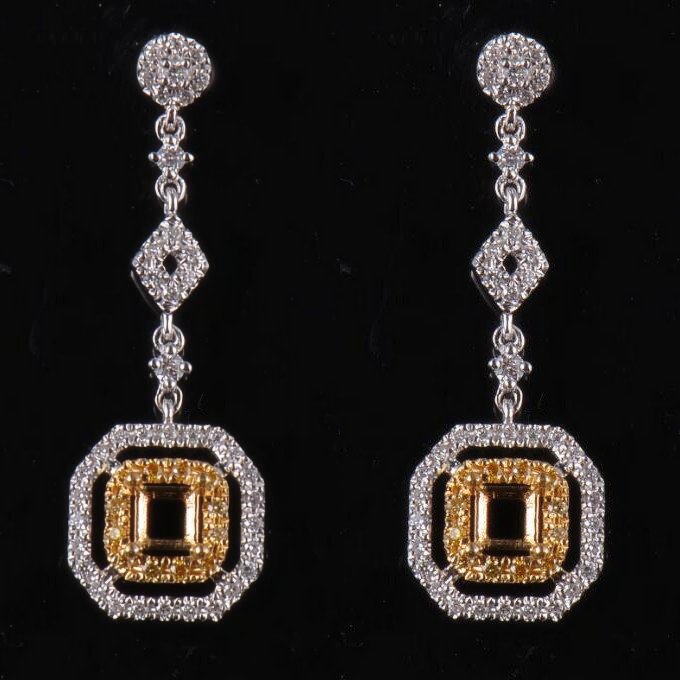 Rare Multicolor Gold Earrings Mounting